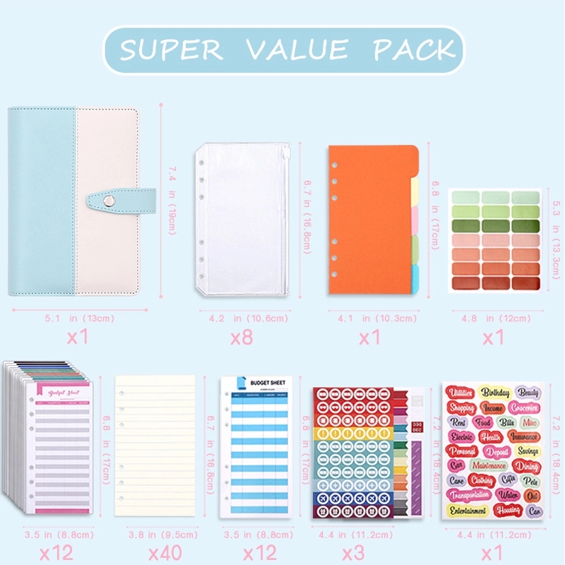 PU Leather A6 Budget Planner Binder Notebook 8