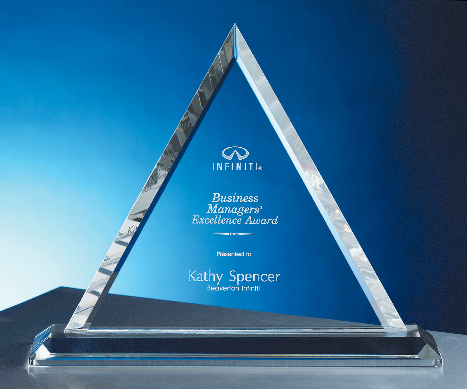 Crystal Double Beveled Triangle Award (11"x9") 2