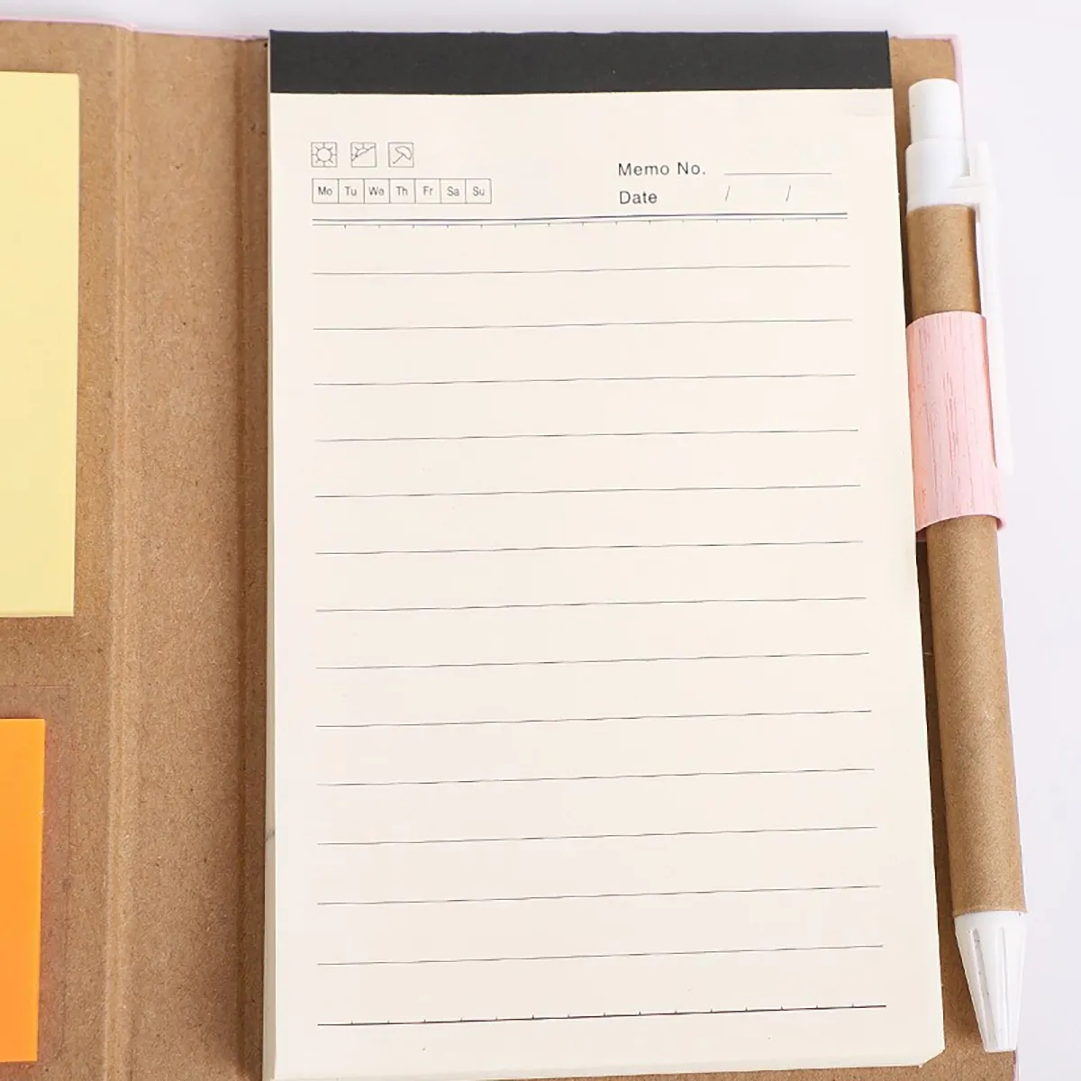 Customizable Woodgrain Notebook with Sticky Notes And Flags 3