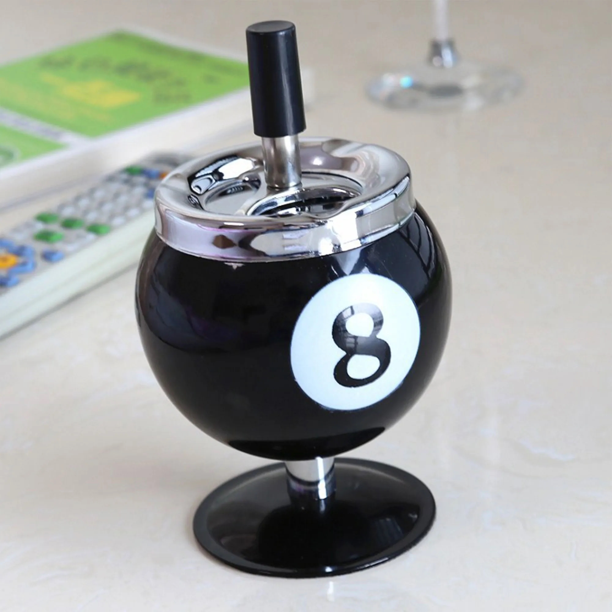 Billiard Theme Metal Ashtray With Anti Fly Ash Design 4