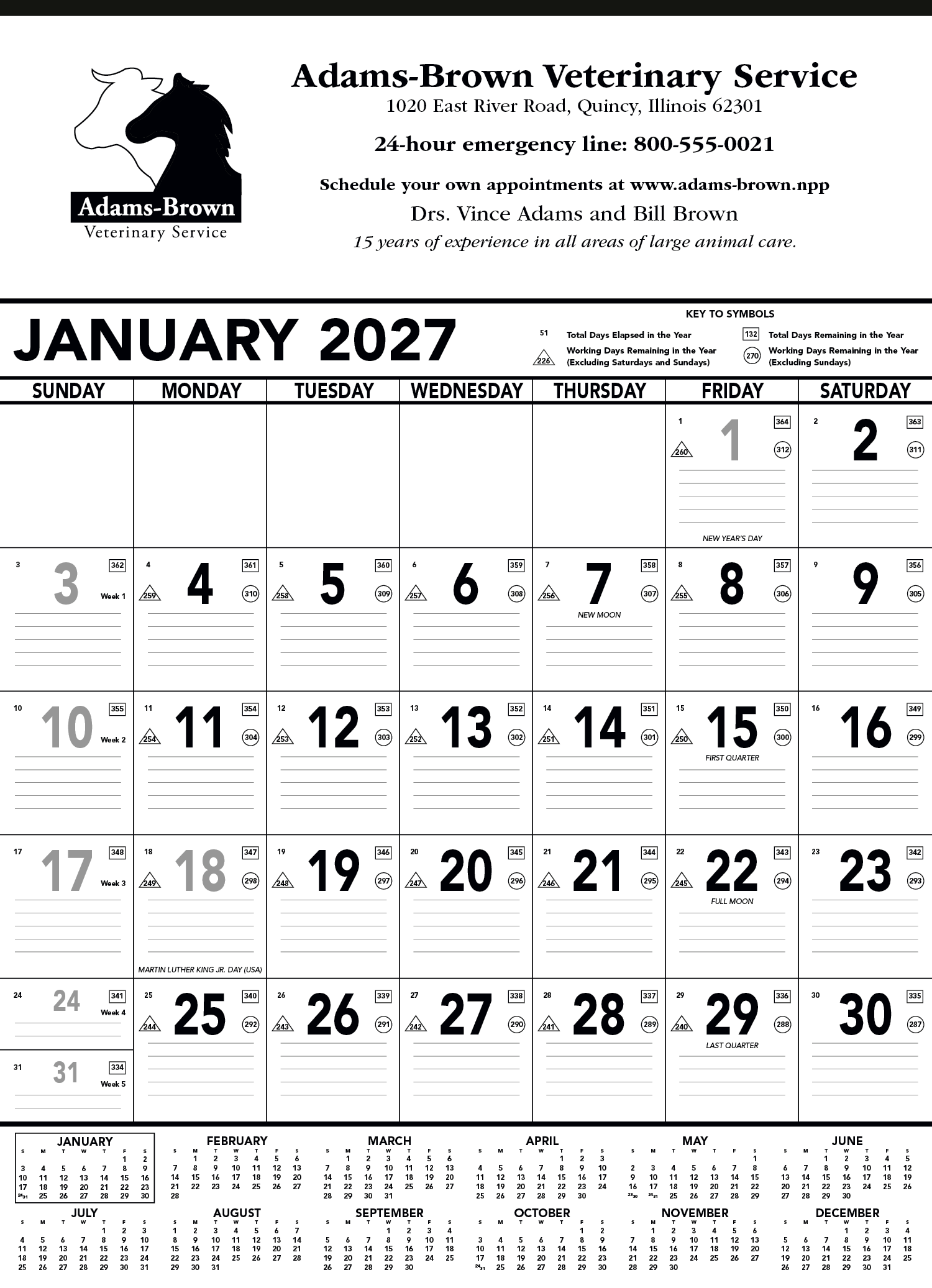 Triumph® Calendars Black & White Contractor Memo Calendar 13