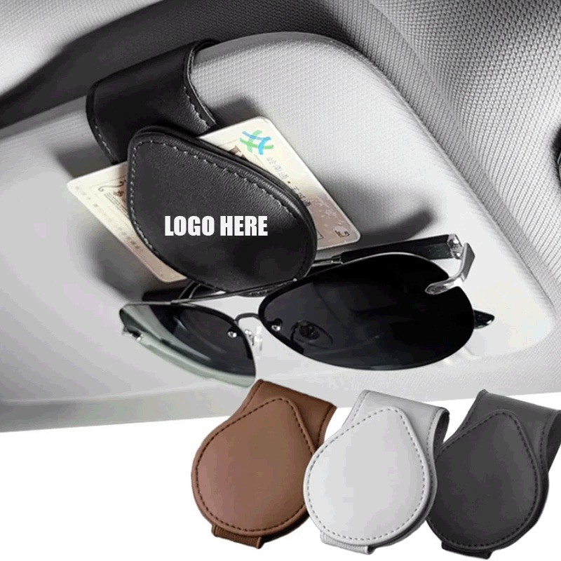 Sunglass Holder for Car Visor/Magnetic Leather Glasses Eyeglass Holder/ Sunglasses Clip 2