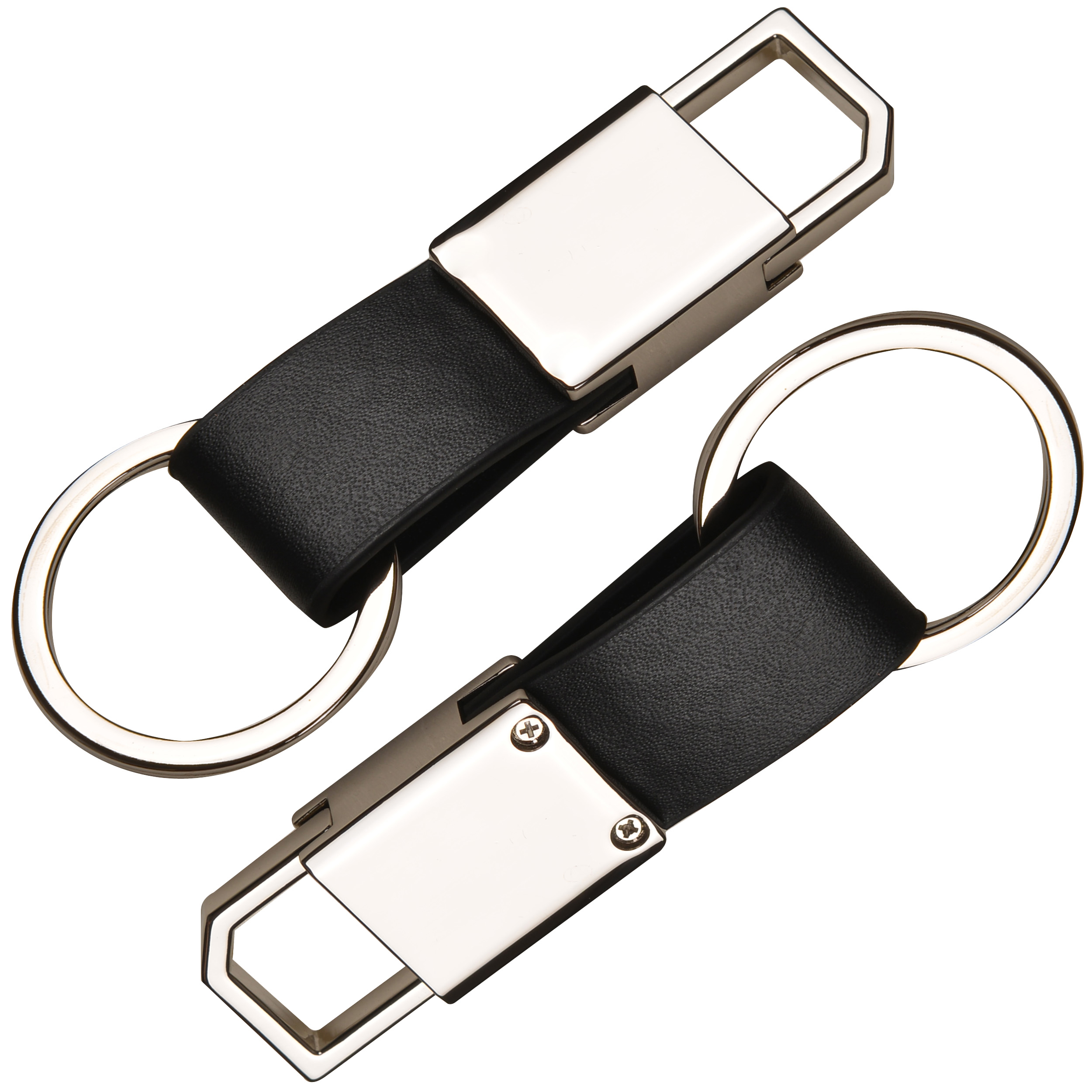 Black Leatherette Metal Clip-On Key Chain 3