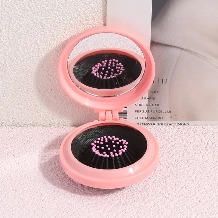 2-in-1 Foldable Travel Mirror Hair Brushes 11