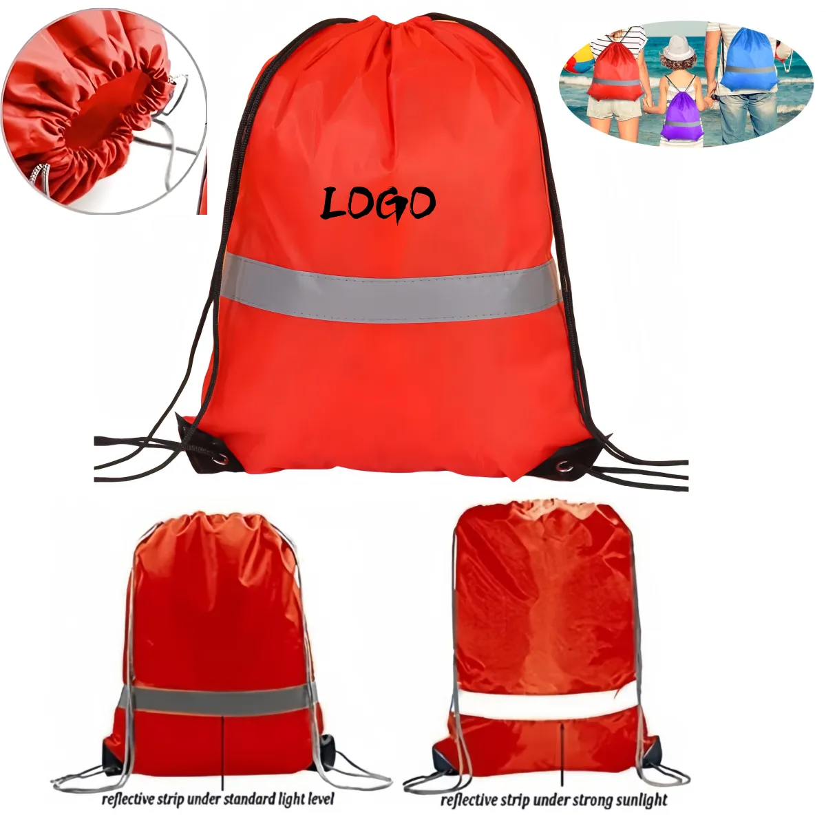 Reflective Drawstring Backpack 5