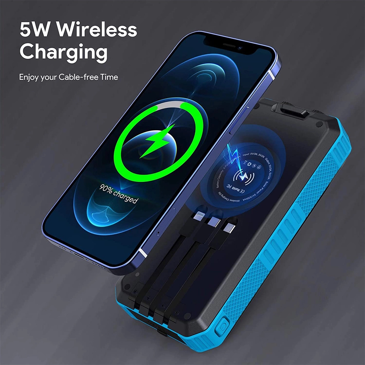 20000Mah Solar Power Bank Wireless Portable Charger 5