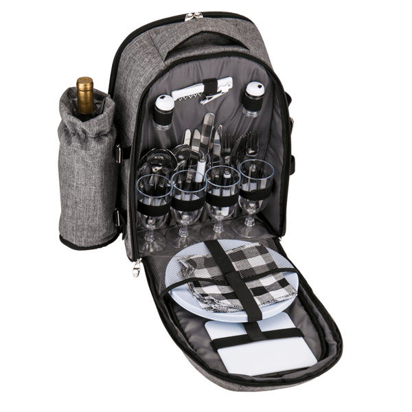 Wine & Picnic Cooler Backpack for Four + Fleece Blanket 1