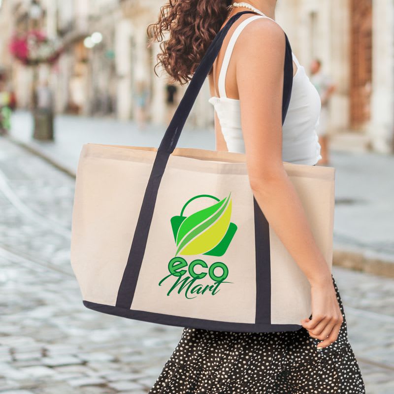 Custom Two Tone Cotton Canvas Tote Bags, custom tote bag with logo imprint 20