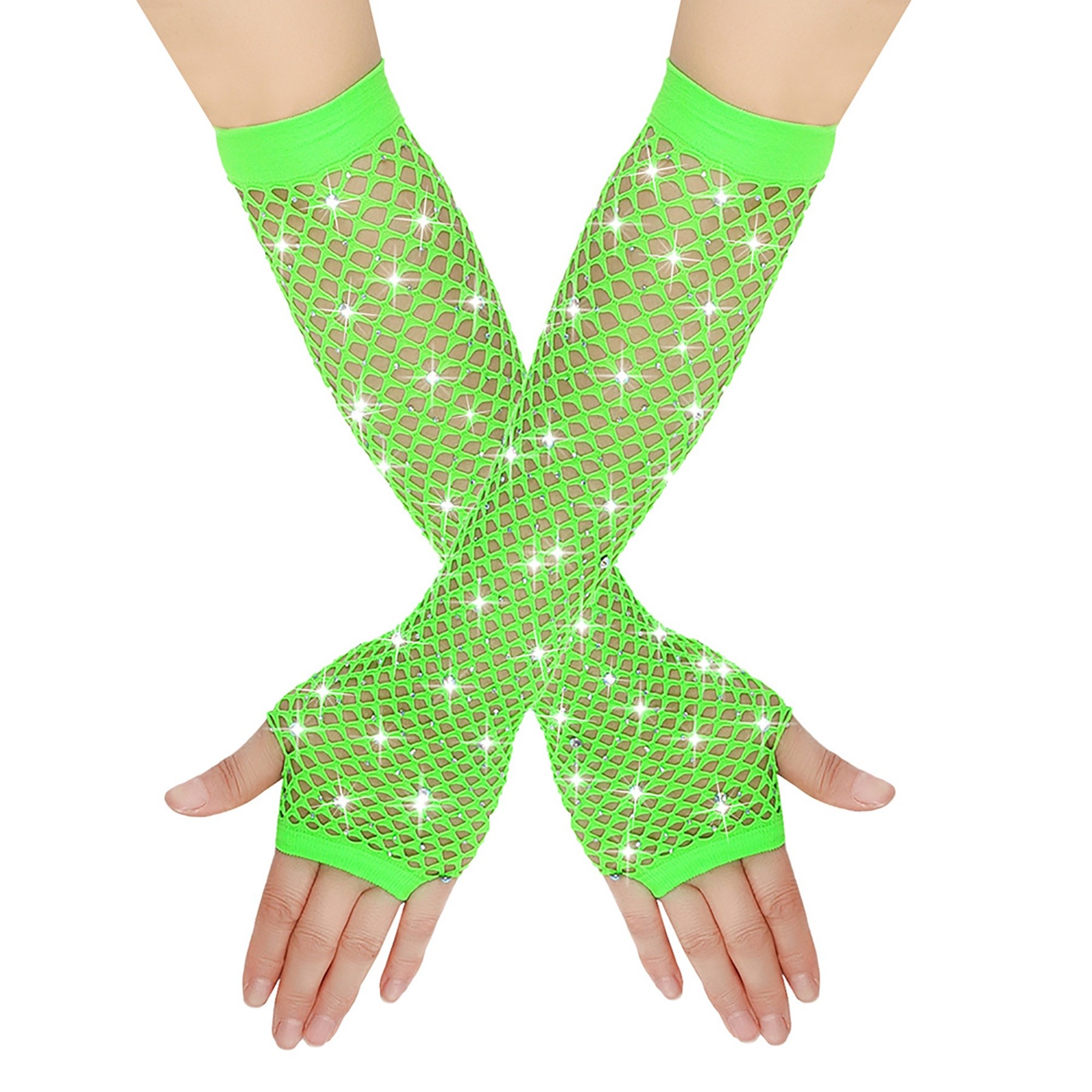 Rhinestone Fish Net Gloves 9