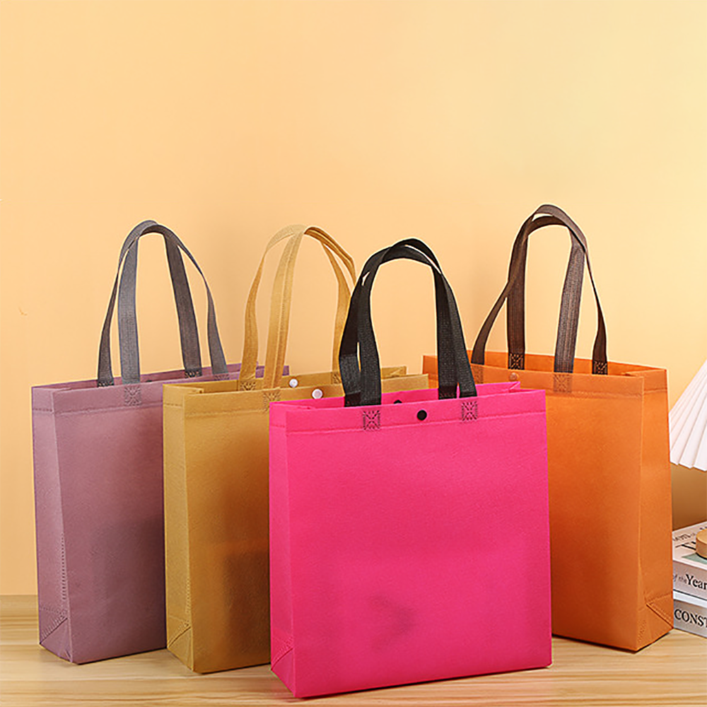 Customized Snap Button Closure Non-woven Tote Bags 7