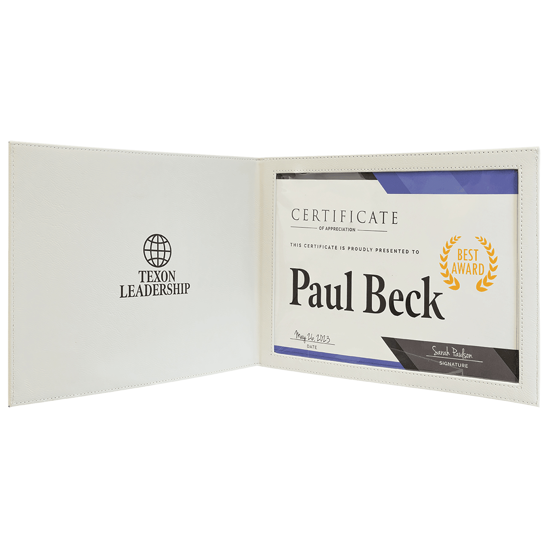White Leatherette Certificate Holder 4