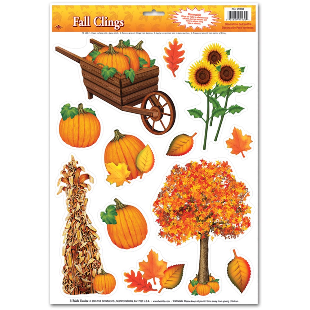 Fall Clings - 12 Stickers 12" x 17" 3