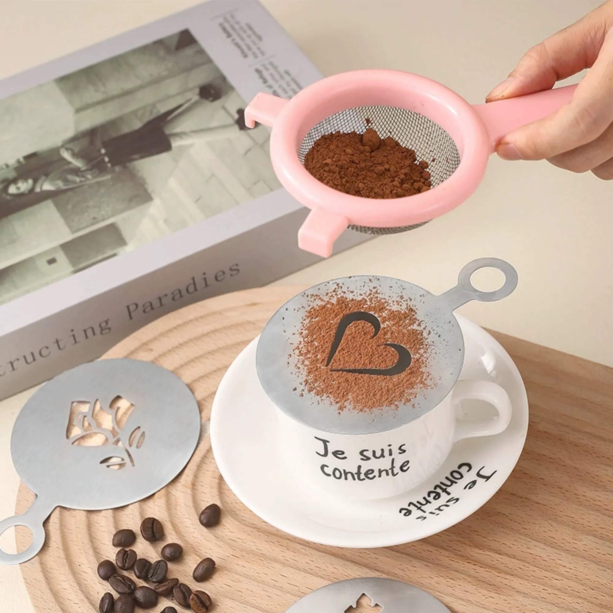 Coffee Decorating Stencil Latte Art Template DIY Tools 6