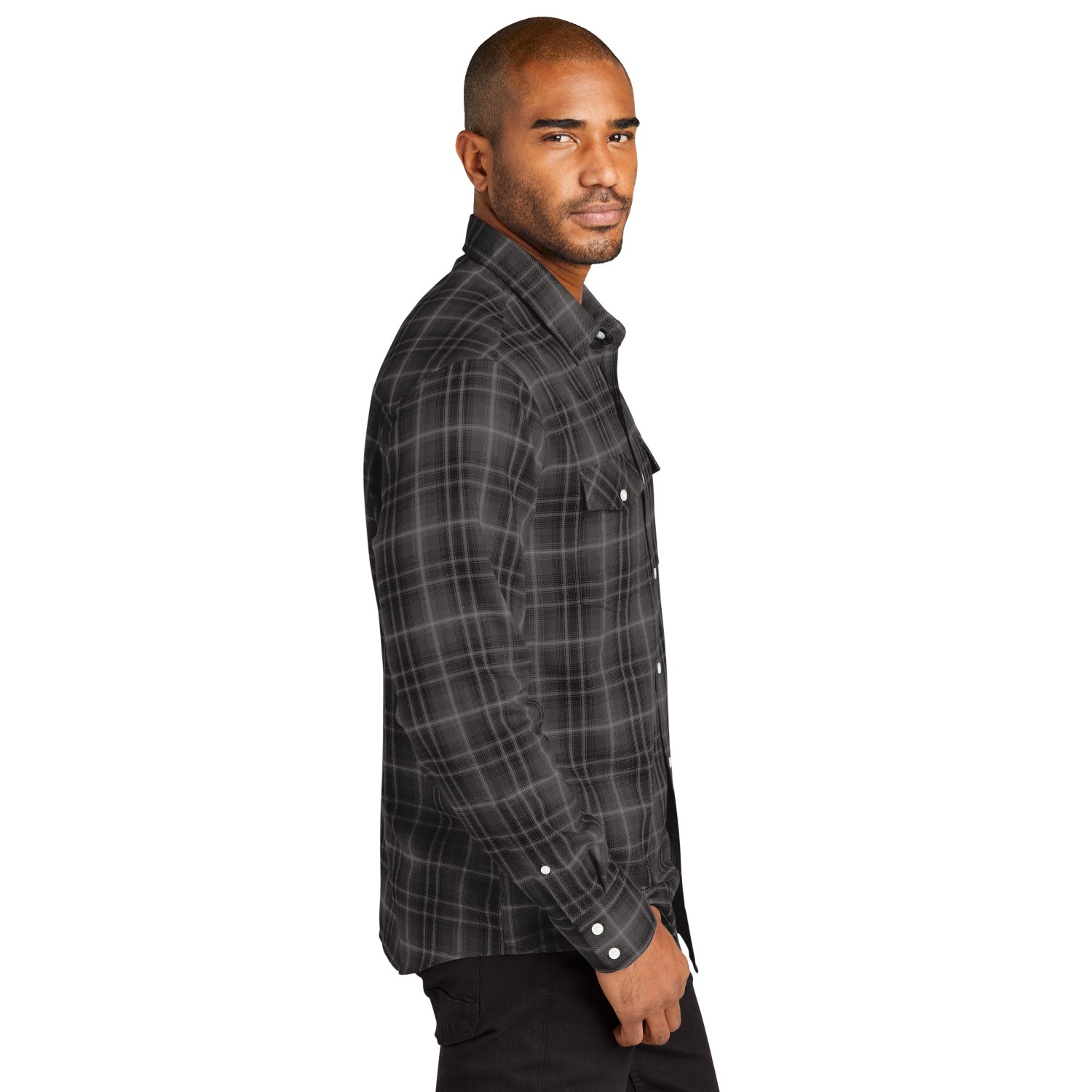 Port Authority Long Sleeve Ombre Plaid Shirt 4.6 oz. Custom 2