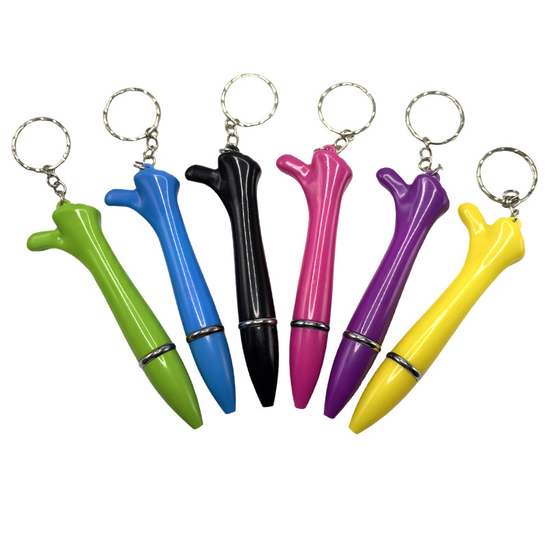 Plastic Funny Ball Pen with keychain 2