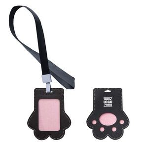 Adorable Paw Shaped PU Leather Card Holder With Lanyard 22