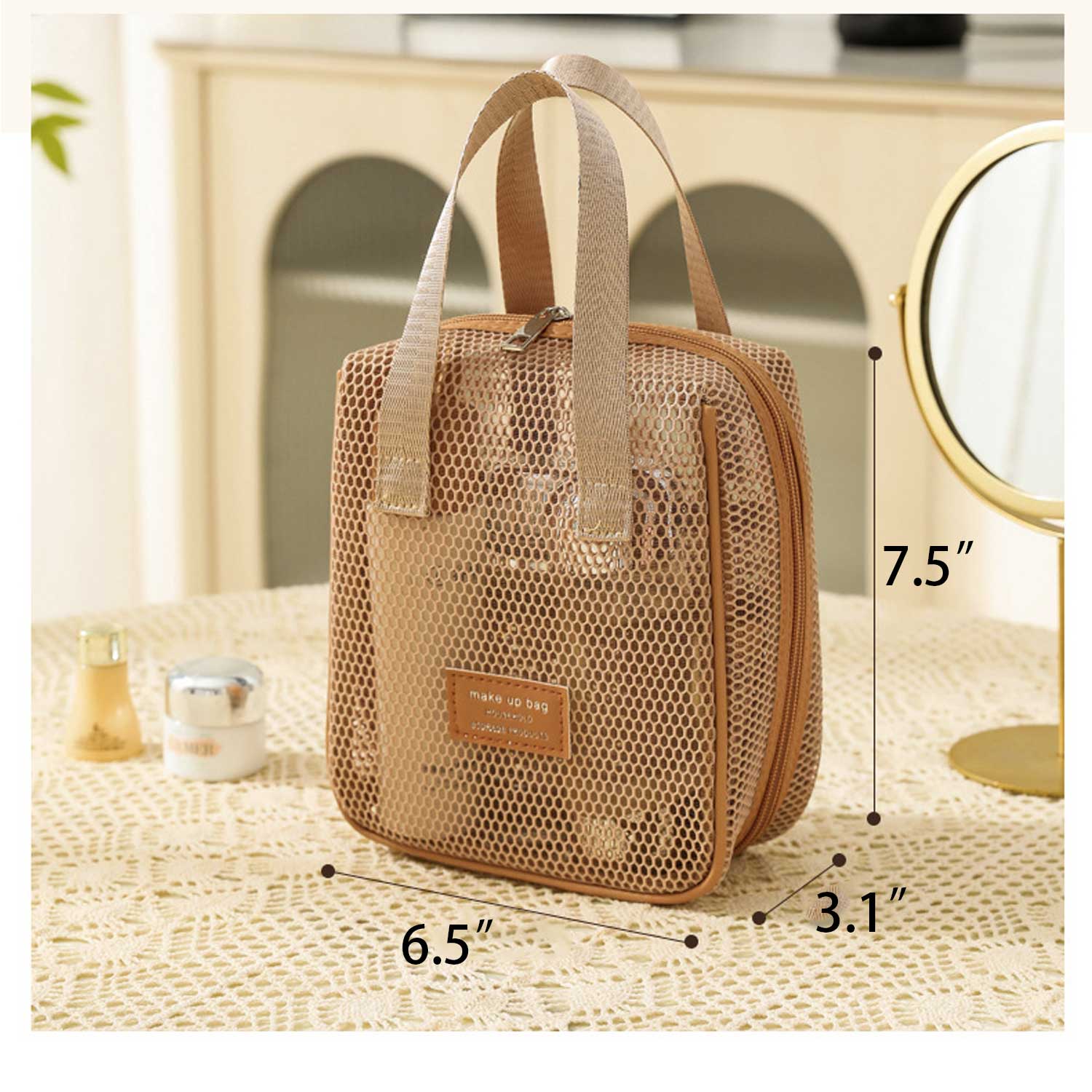 Large Travel Organizer Luxury Mesh Makeup Bag 8