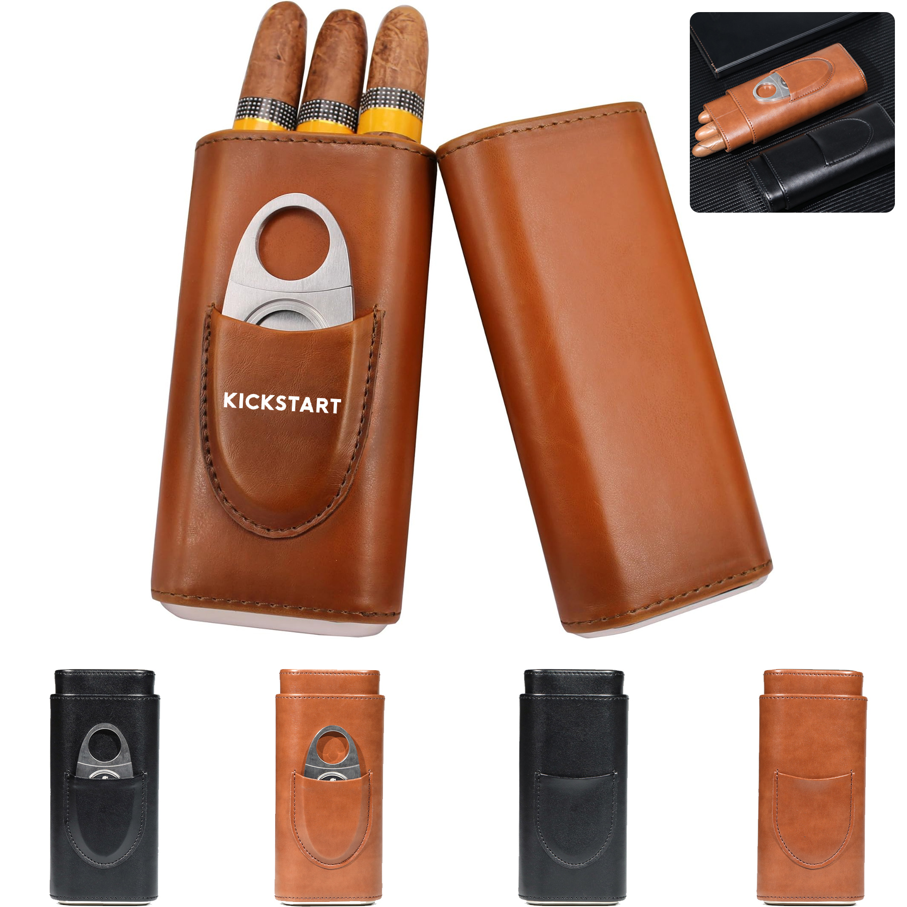 3 Pack Leather Cigar Holster 3