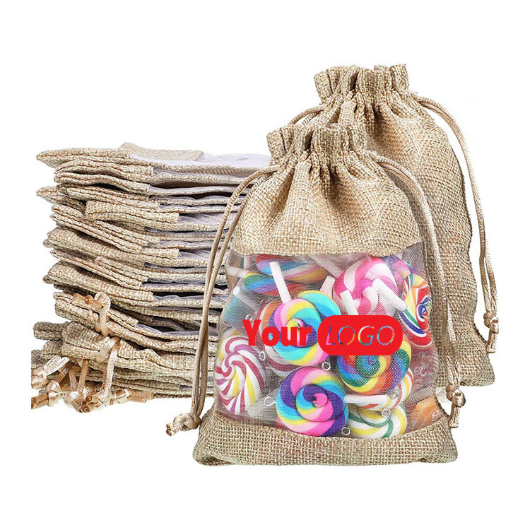 Burlap Mesh Drawstring Gift Bags 2