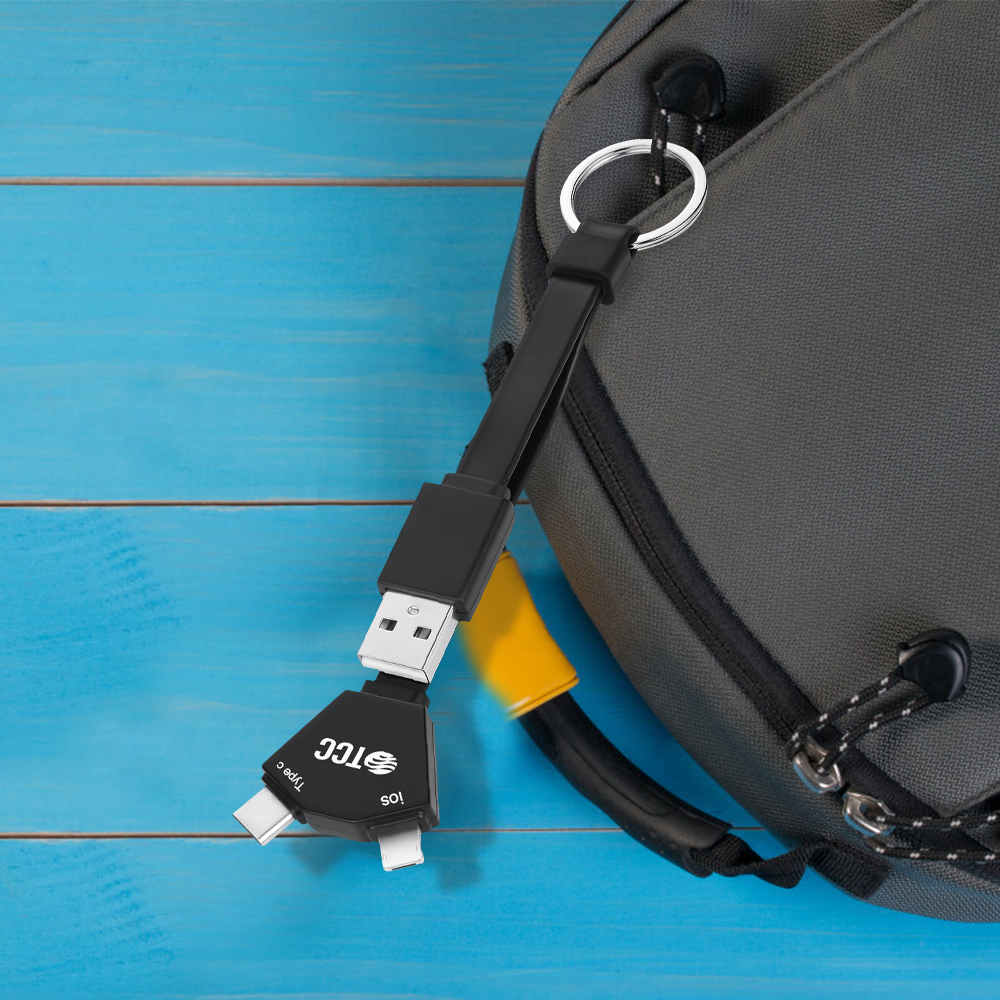 Kelso 22cm length TPE 3in1 Charging Cables w/ USB tip, Type C tip, iPhone & Android 2 in 1 tip