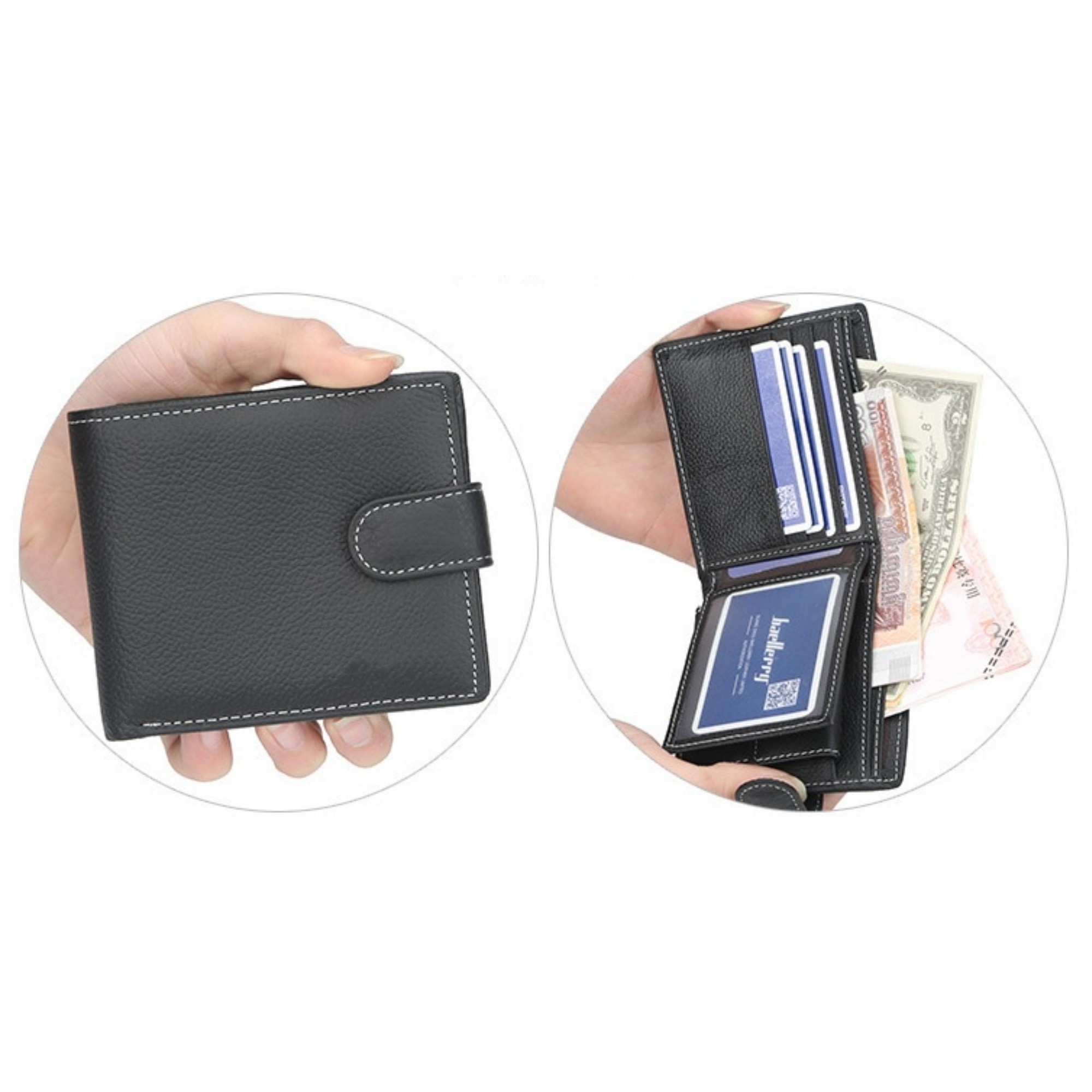 Men's Leather Short Zipper Hasp Purse 5