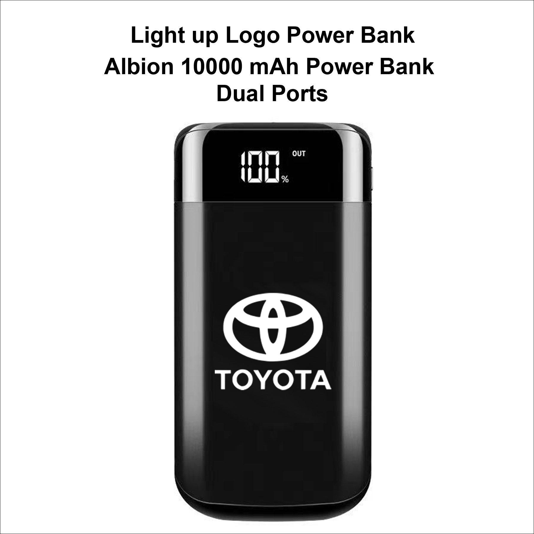 Light Up Logo Power Bank, Albion 10000 mAh, Dual Port