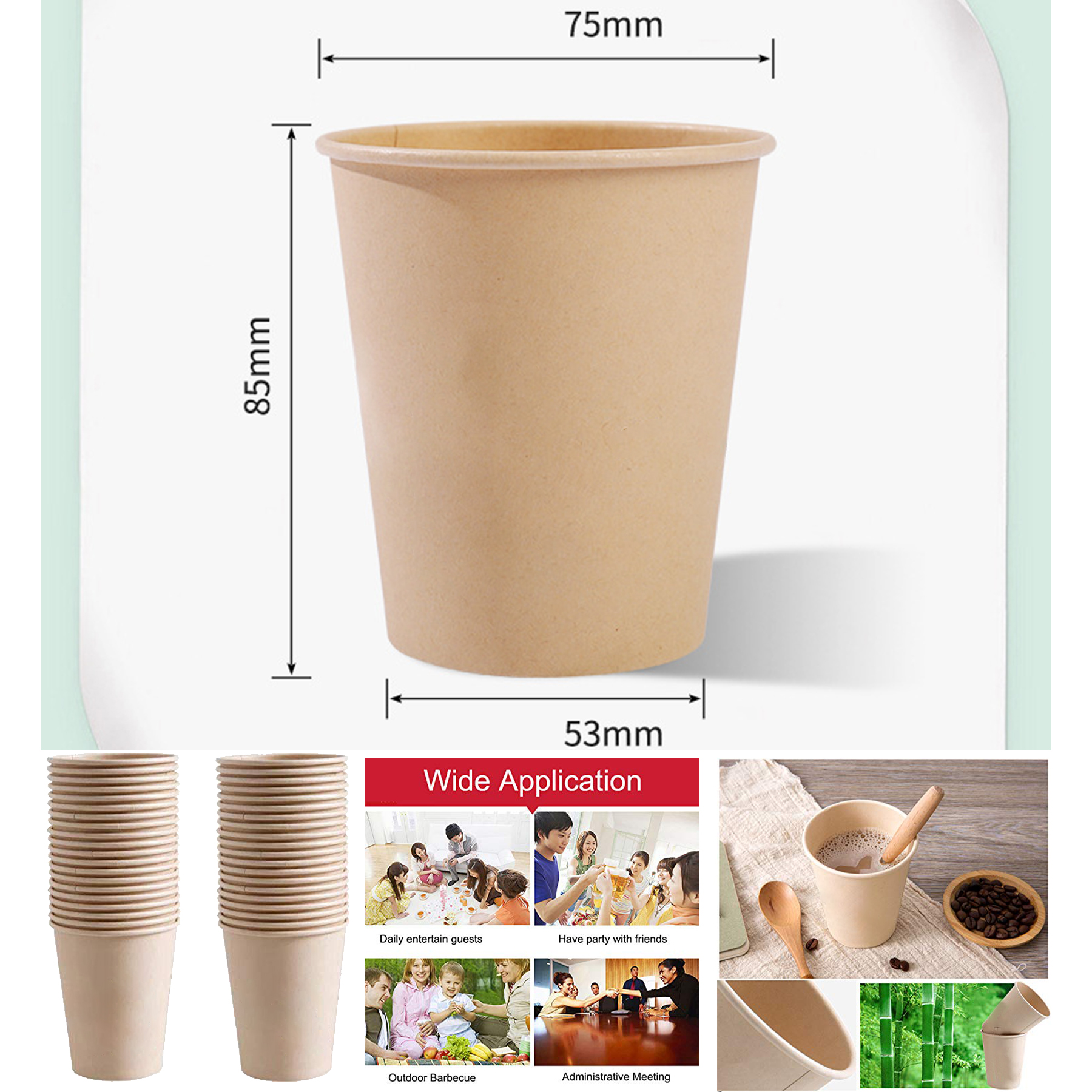 Paper Disposable Cups,Thickened Hot/Cold Beverage Environmental Paper Drinking Cup for Water 2
