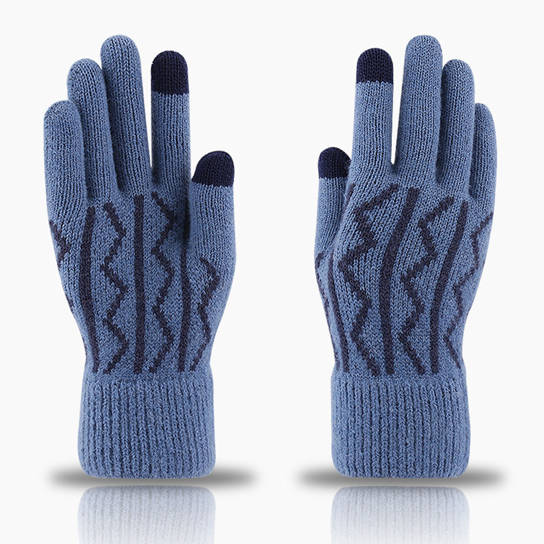 Winter Jacquard Knit Touchscreen Gloves 3