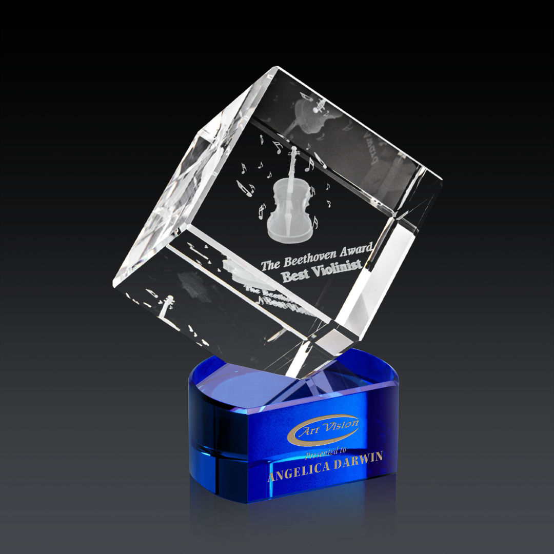 Burrill 3D Award on Paragon Base - Blue 4