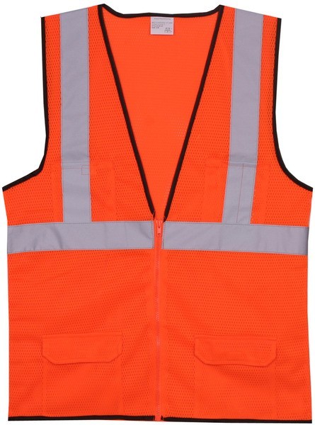 Polyester Orange Mesh Zipper Safety Vest SV167