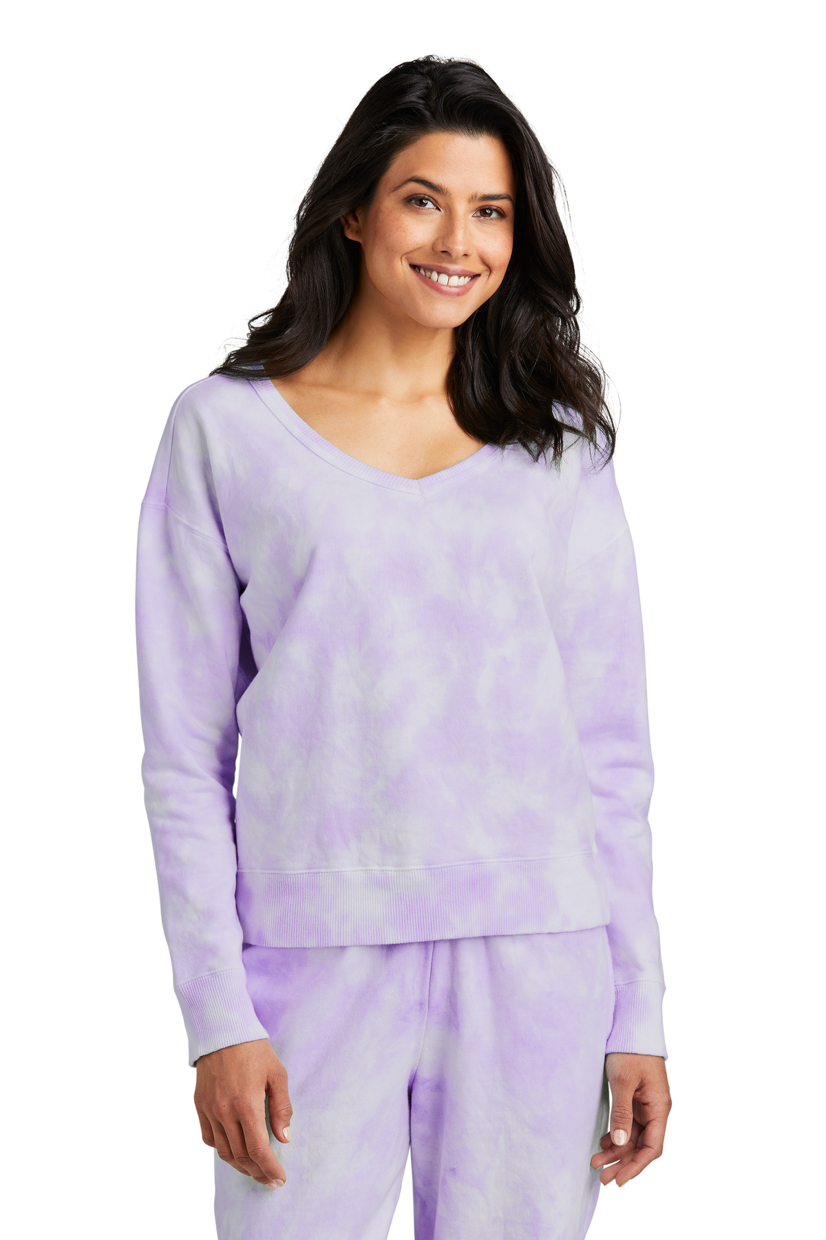 Women's Beach Wash Cloud Tie-Dye V-Neck Sweatshirt
