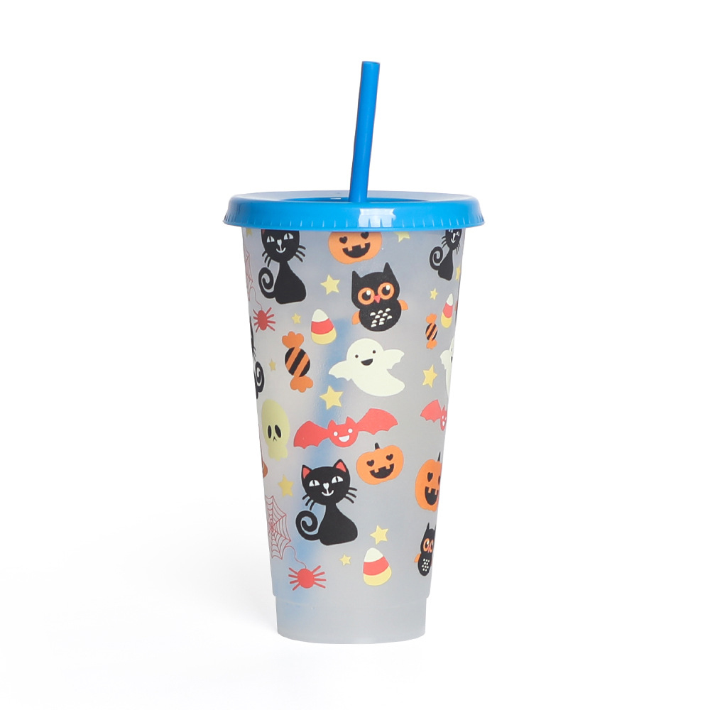 710ML Halloween Color Plastic Cup Temperature Sensitive Water Bottle 6