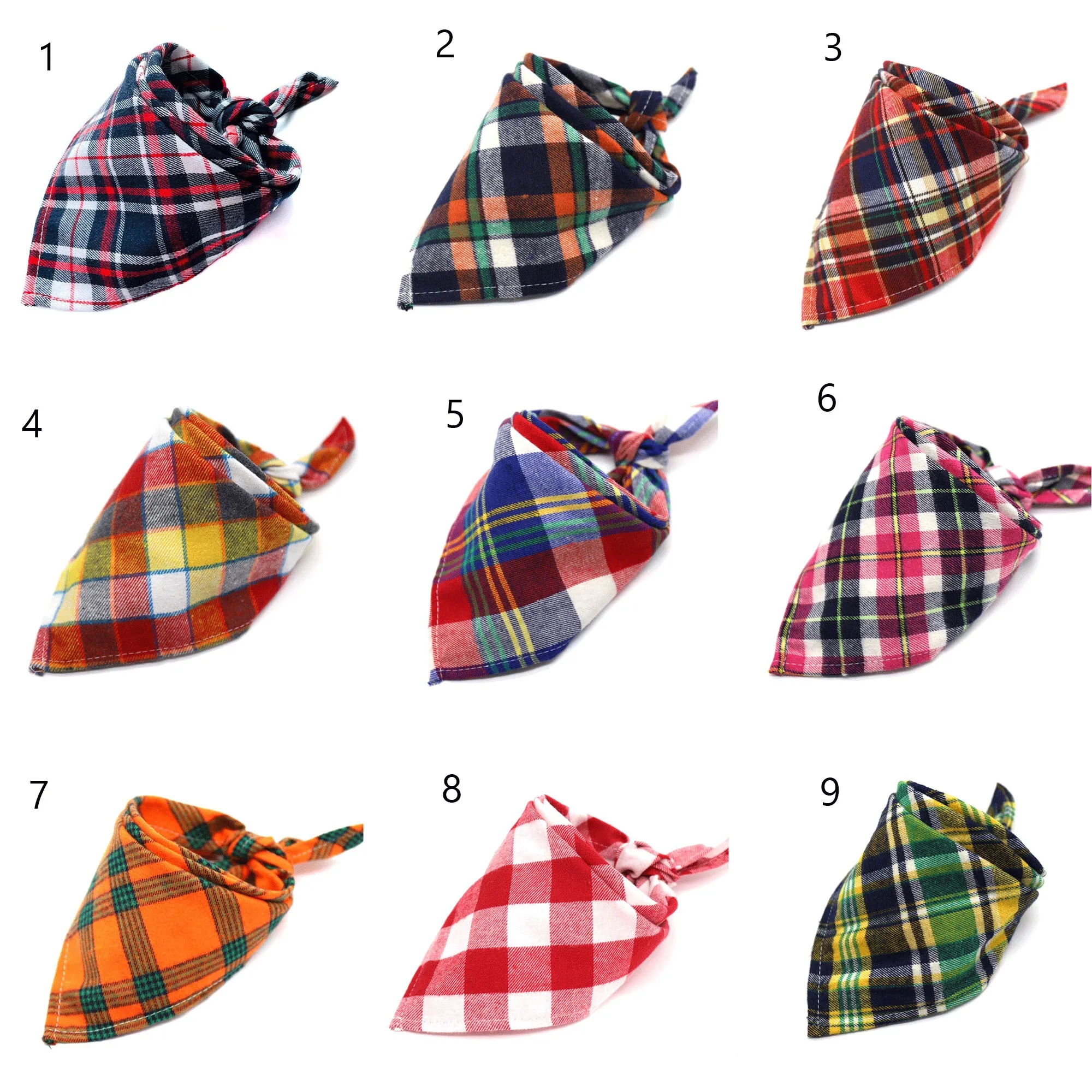 Dog Bandanas Triangle Plaid Bib