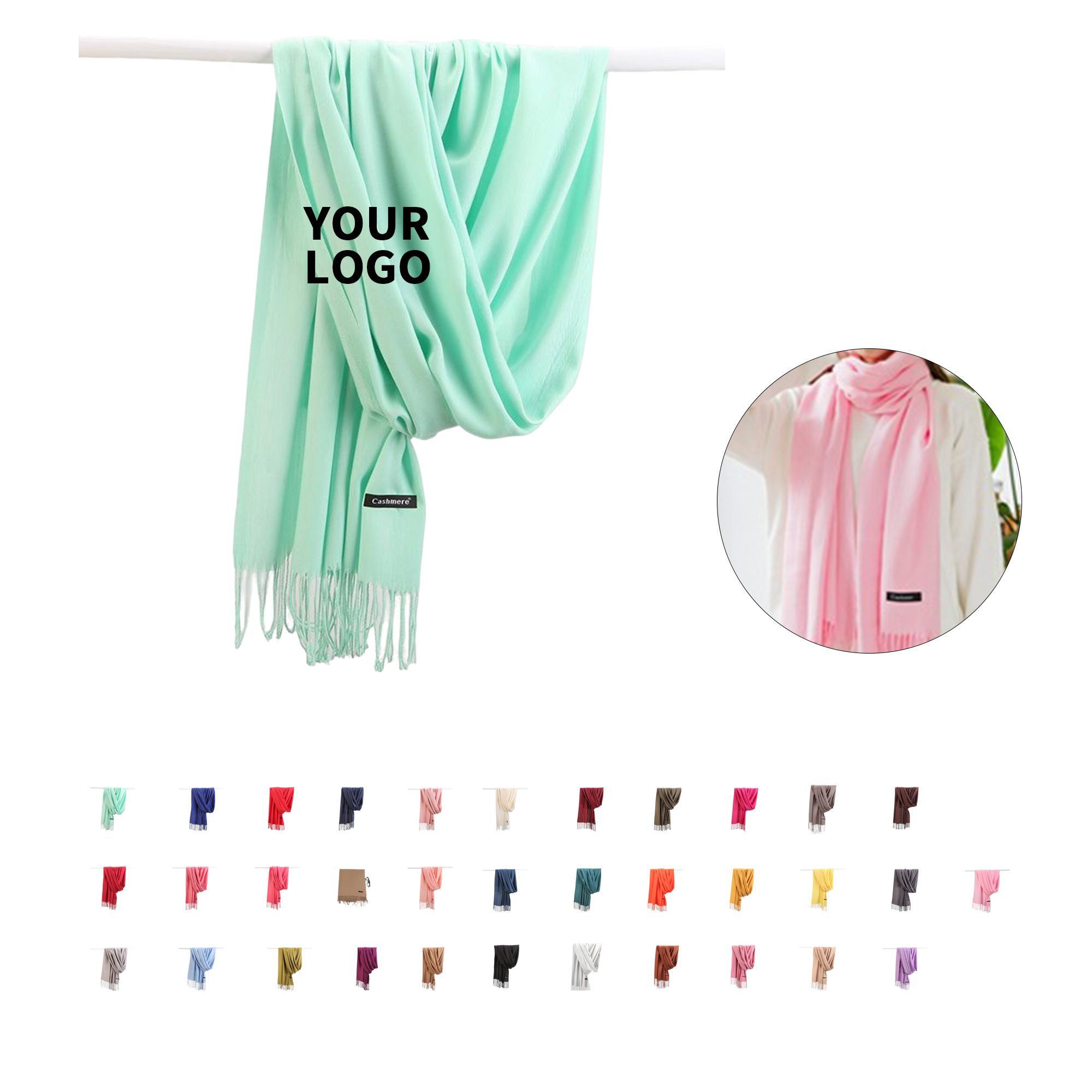 Imitation Cashmere Pashmina Shawl Wrap Scarf With Fringe 78" x 27.5" 9