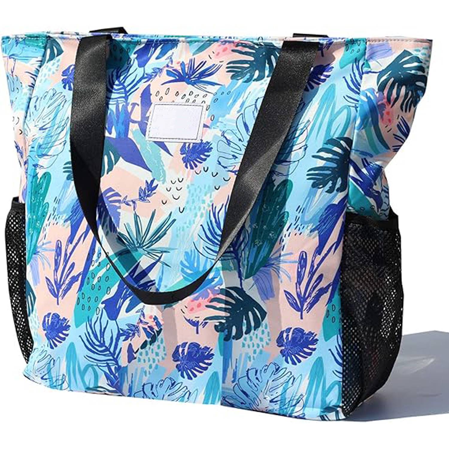 20L Waterproof Oxford Floral Tote Bag w/ Pockets for Travel 12