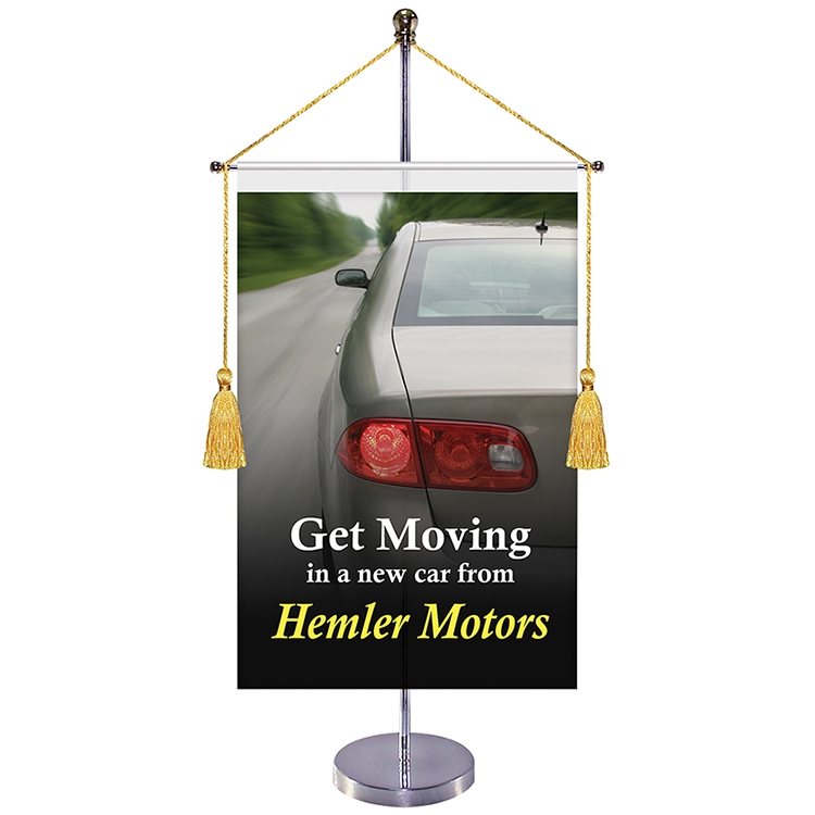 11-19.7" Metal Telescopic Flagpole with One Double Sided Banner with Hanging Cord 5