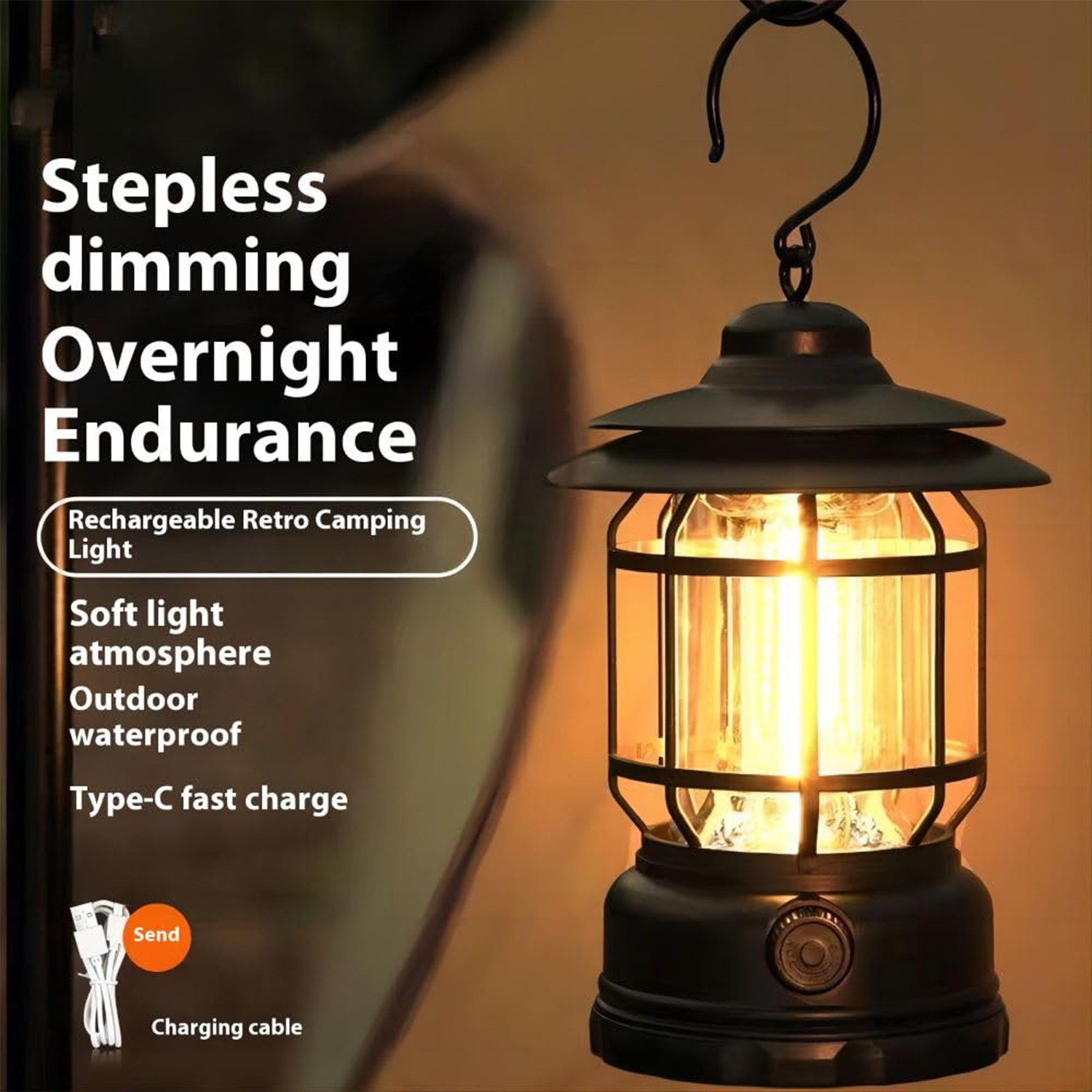 USB Portable Outdoor Camping Tent Vintage Ambience Light 7