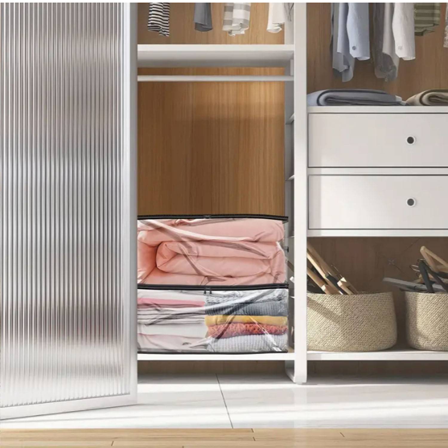 5pcs PVC Fabric Clear Storage Boxes 5