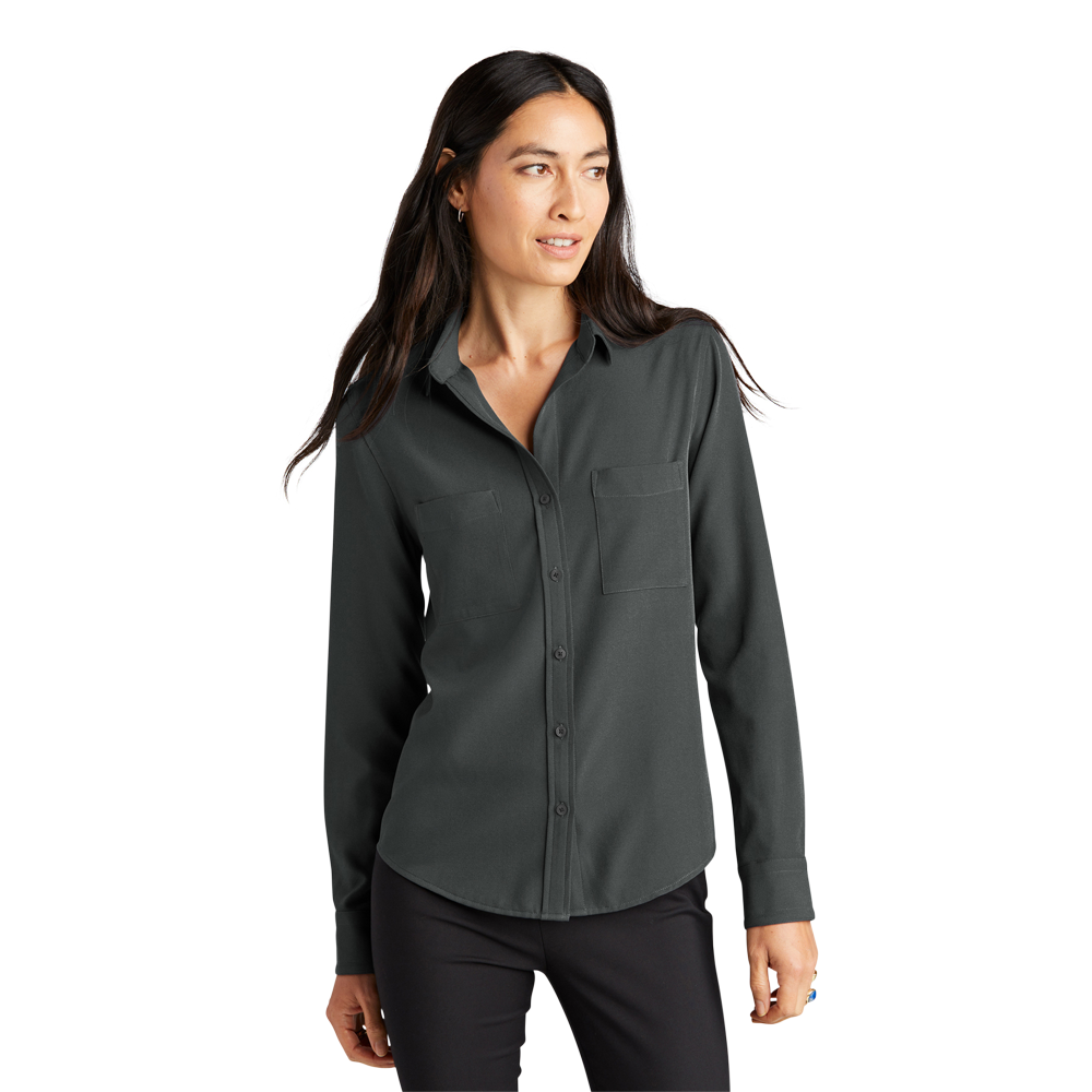 Women's Button Down Crepe Blouse 7