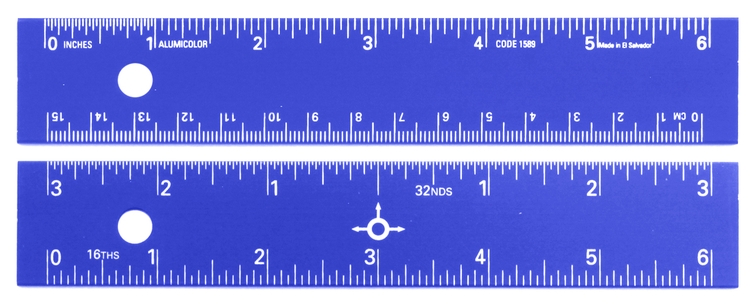 6" Straight Edge Aluminum Ruler with Center-Finding Back 17