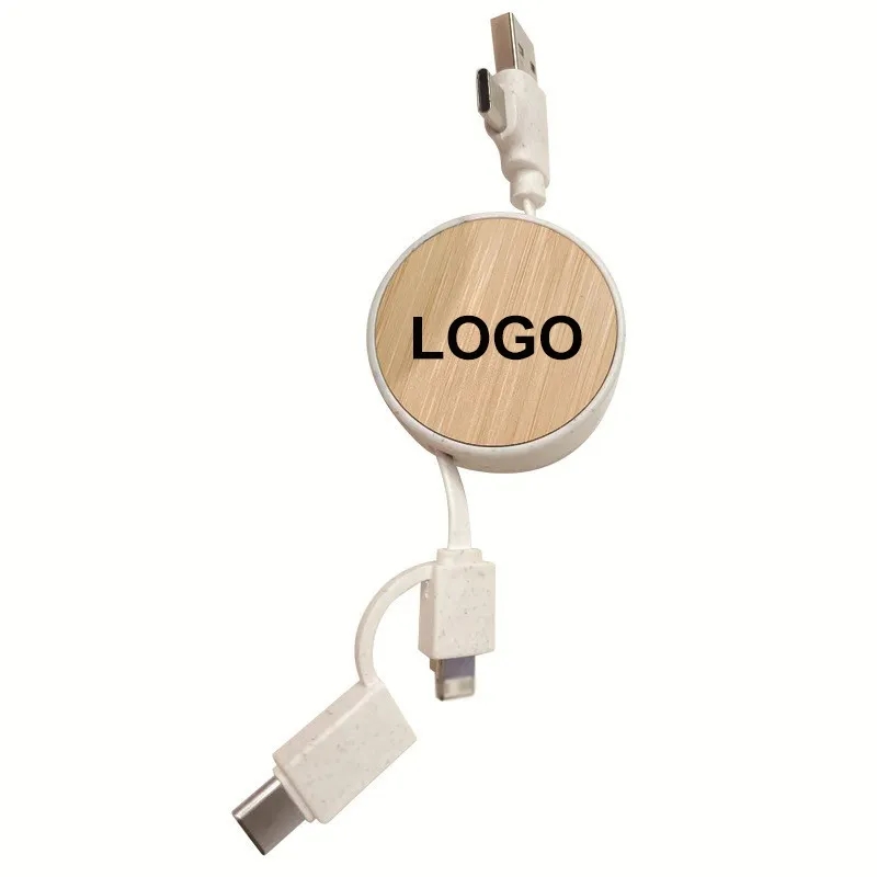 Bamboo Retractable Duo Charging Cable 7