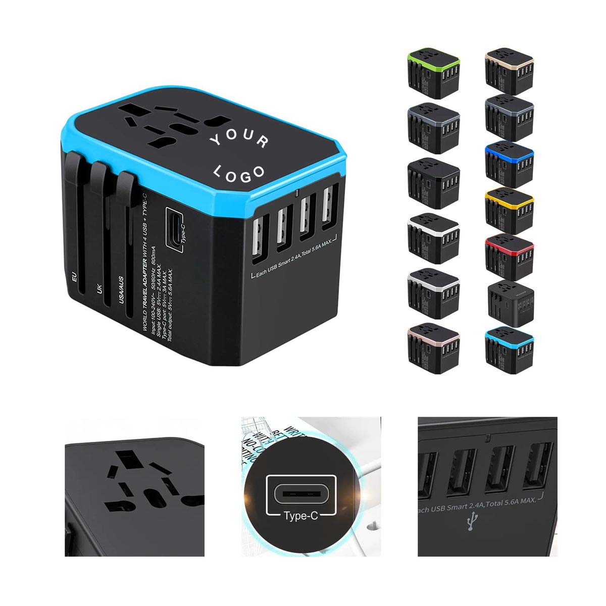 Fast Charging Hub with USB and Type C Connections 5