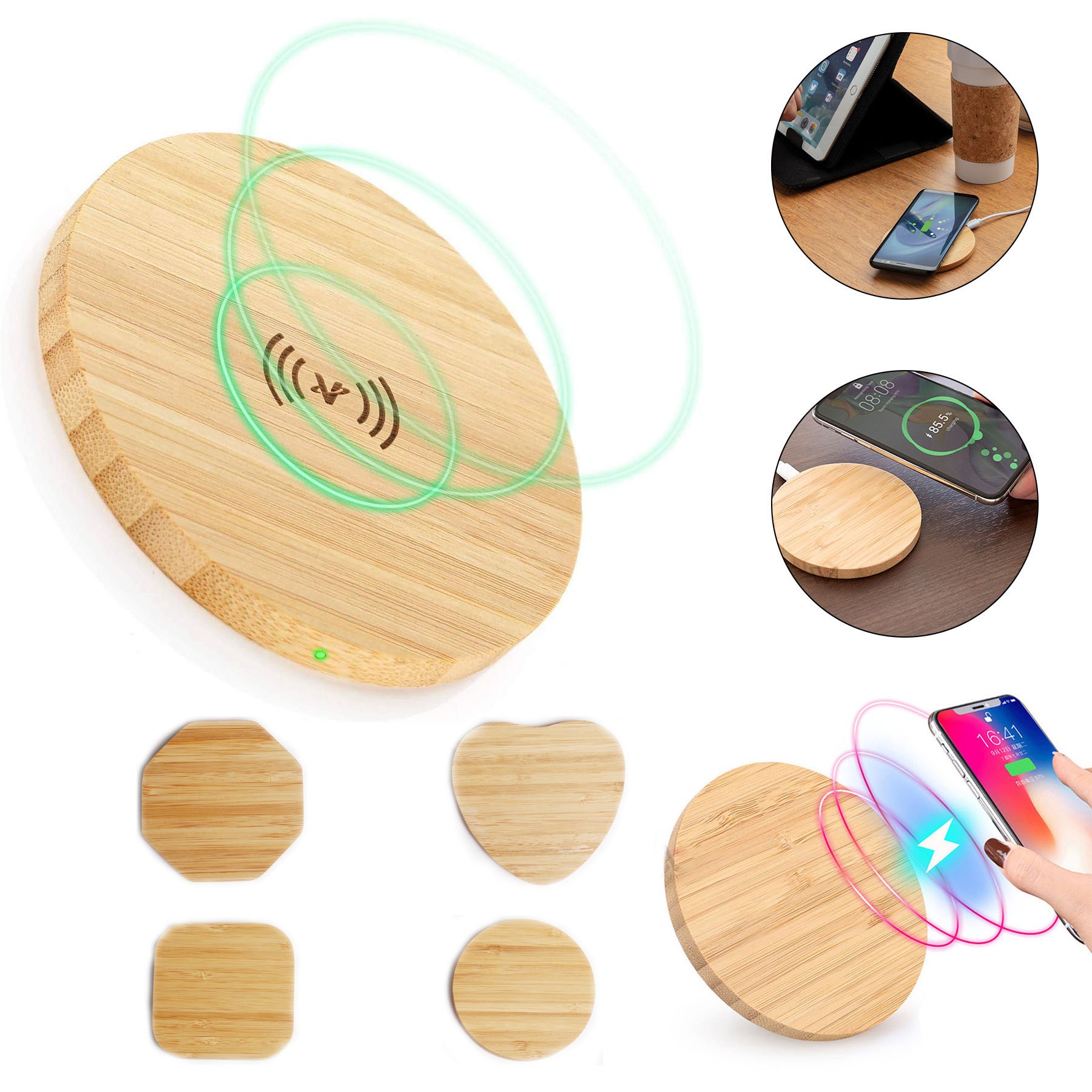 10W Bamboo Wireless Phone Charger Pad 1