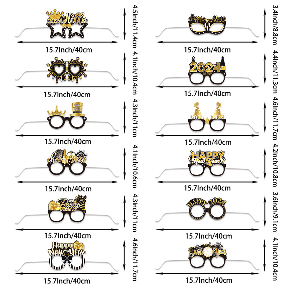 15 3/4" New Year Paper Decorative Glasses 5