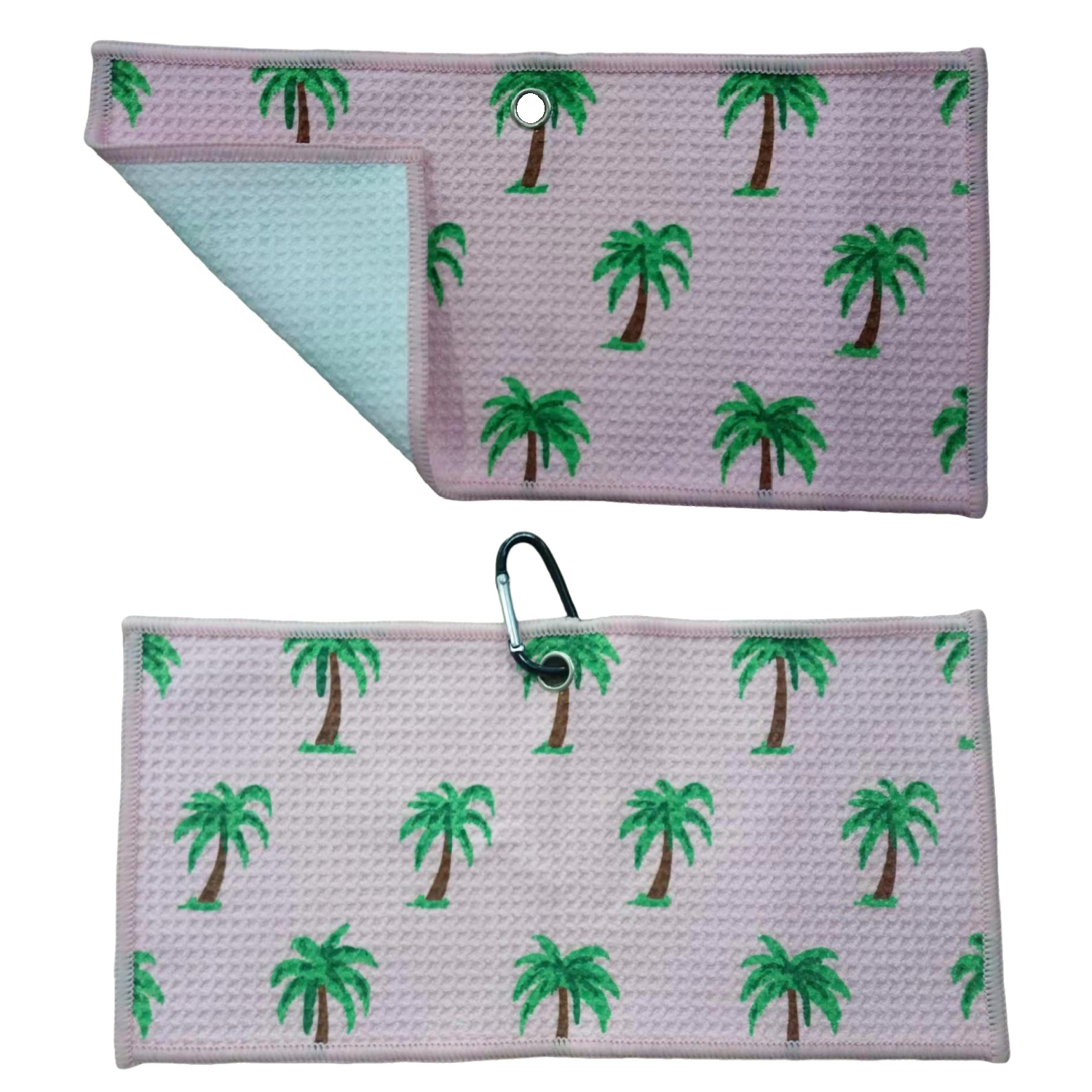 Full Color Waffle Style Golf Towel with Carabiner 5