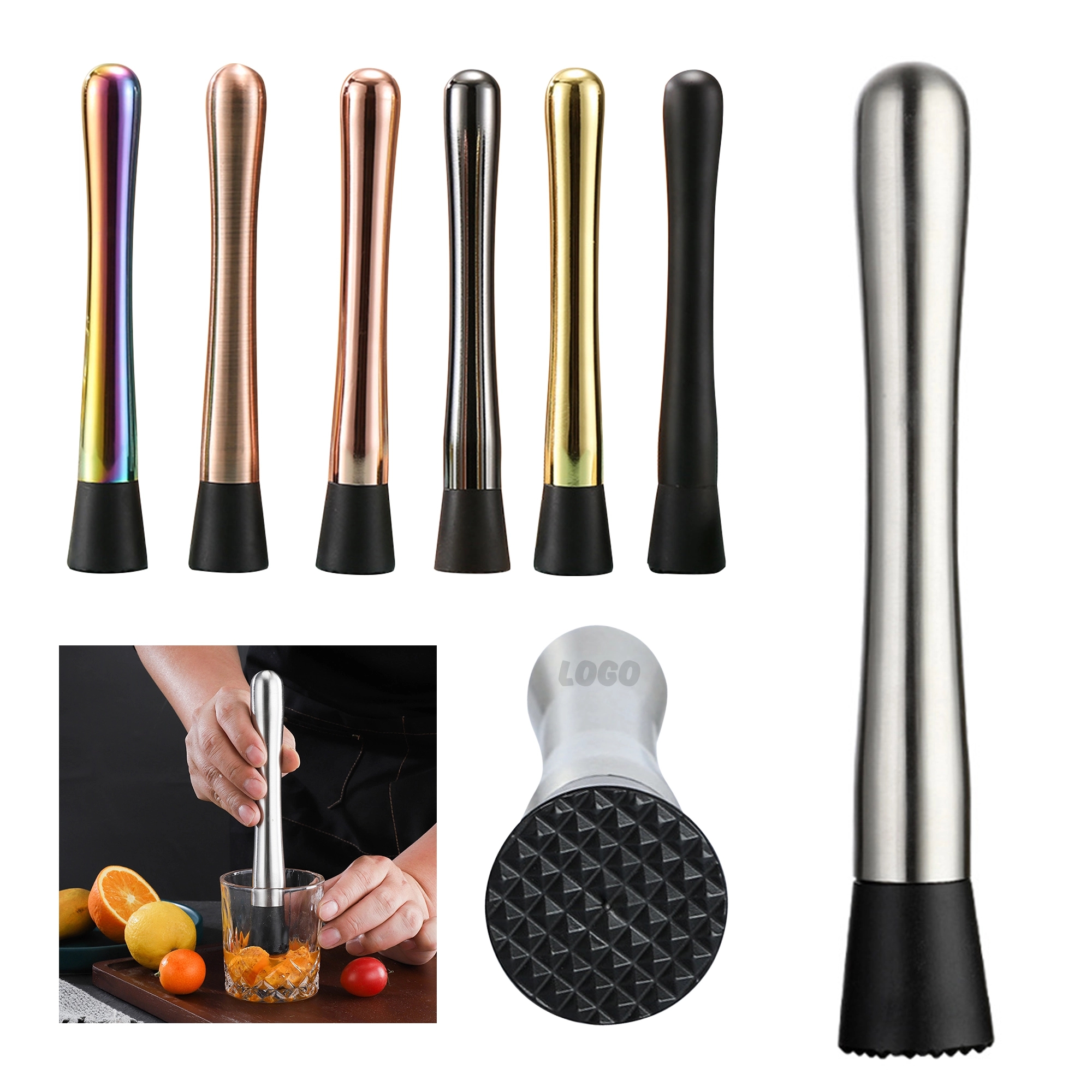 10" Stainless Steel Cocktail Muddler 5