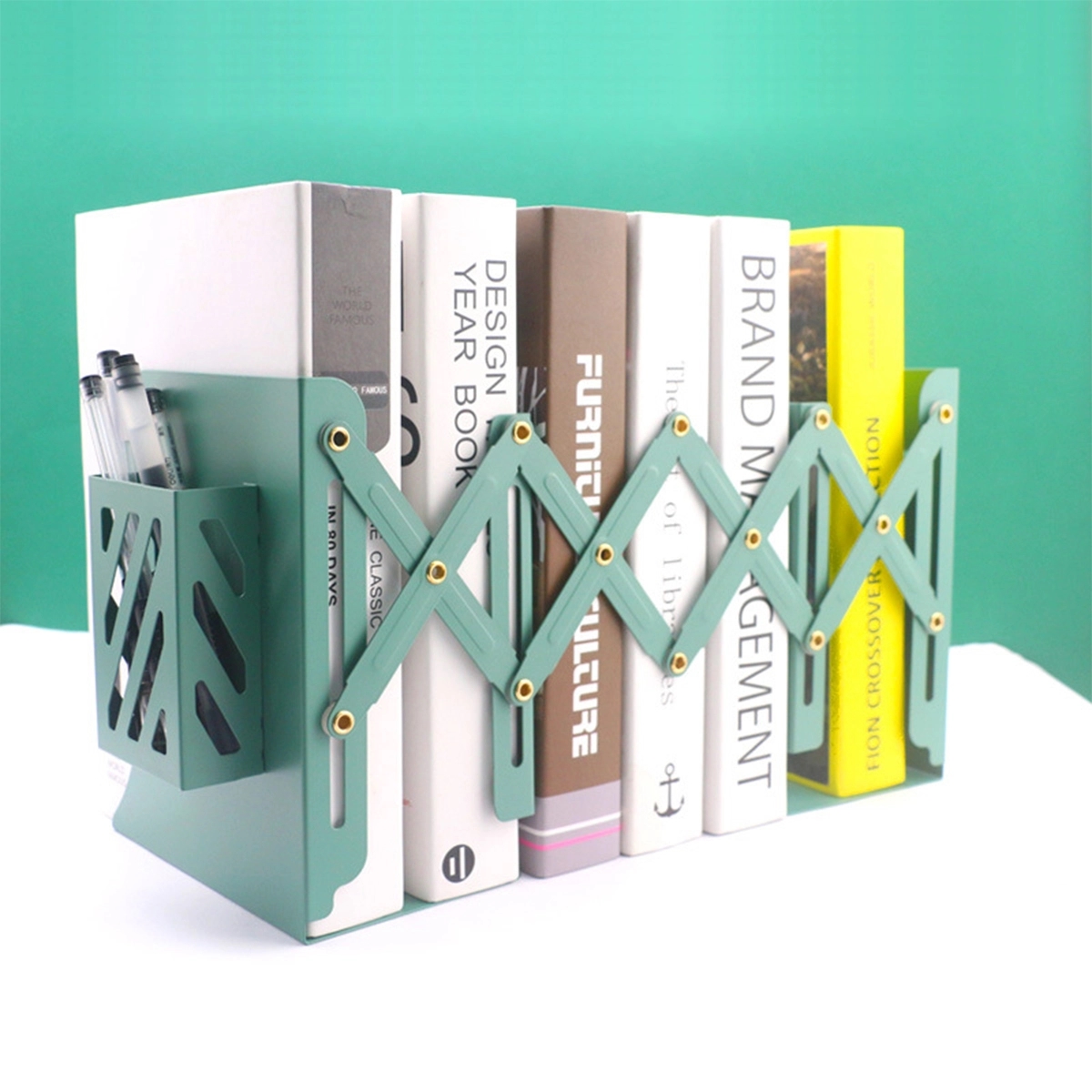 Pen Holder Adjustable Desk Storage Bookends 3
