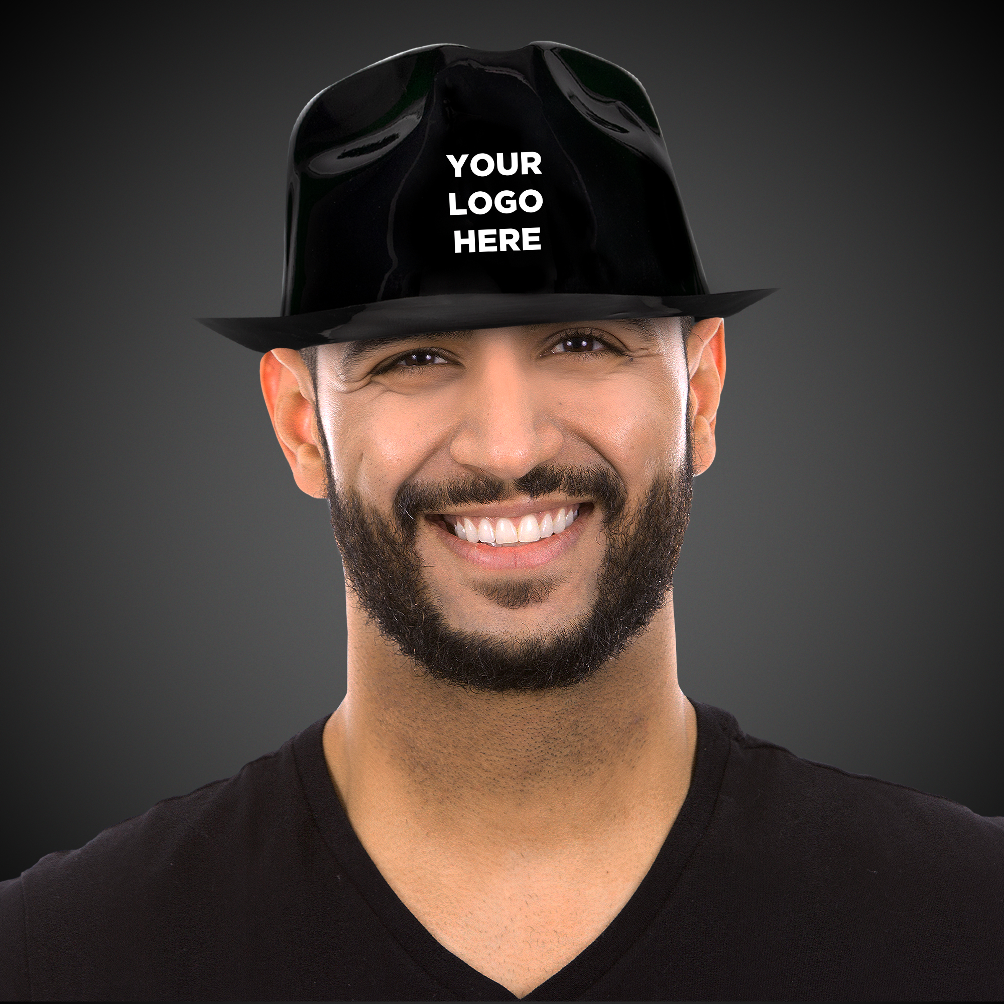 Black Plastic Gangster Fedora Hat