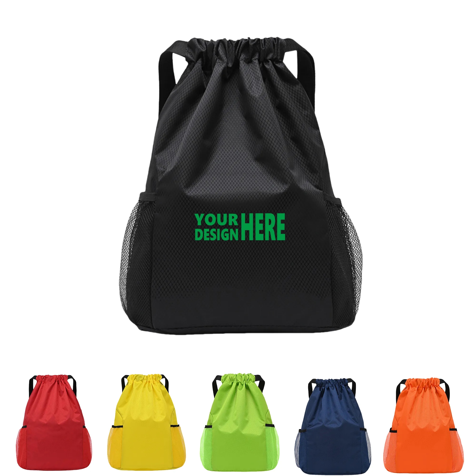 Waterproof Draw String Back Sack with Side Pockets 2