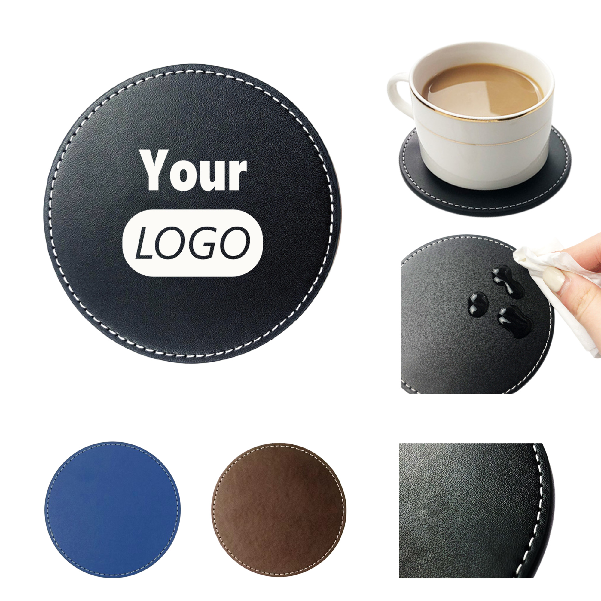PU Leather Insulated Restaurant Bar Mat Coaster MOQ 50 3